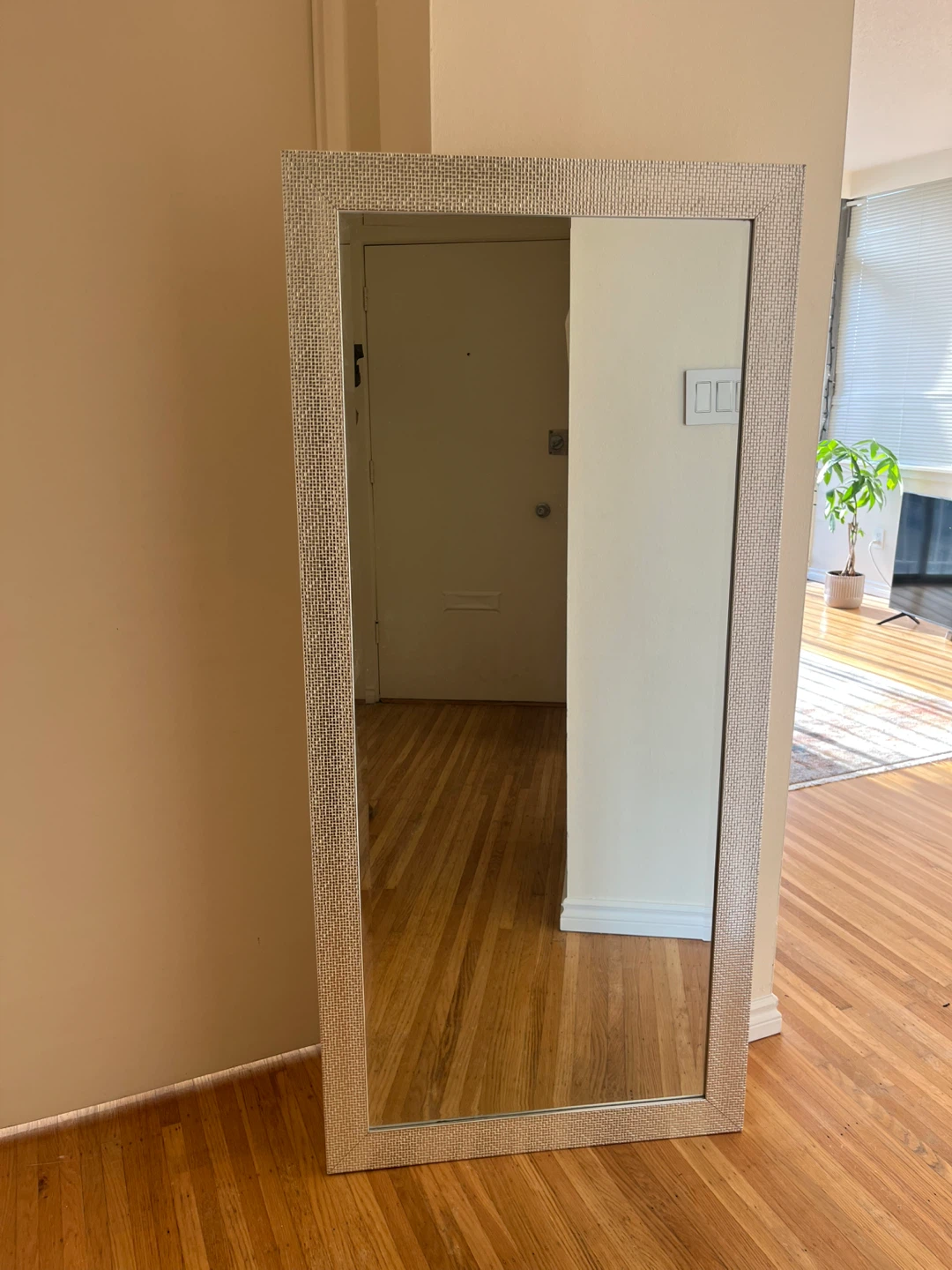 Full-length decorative mirror with textured frame