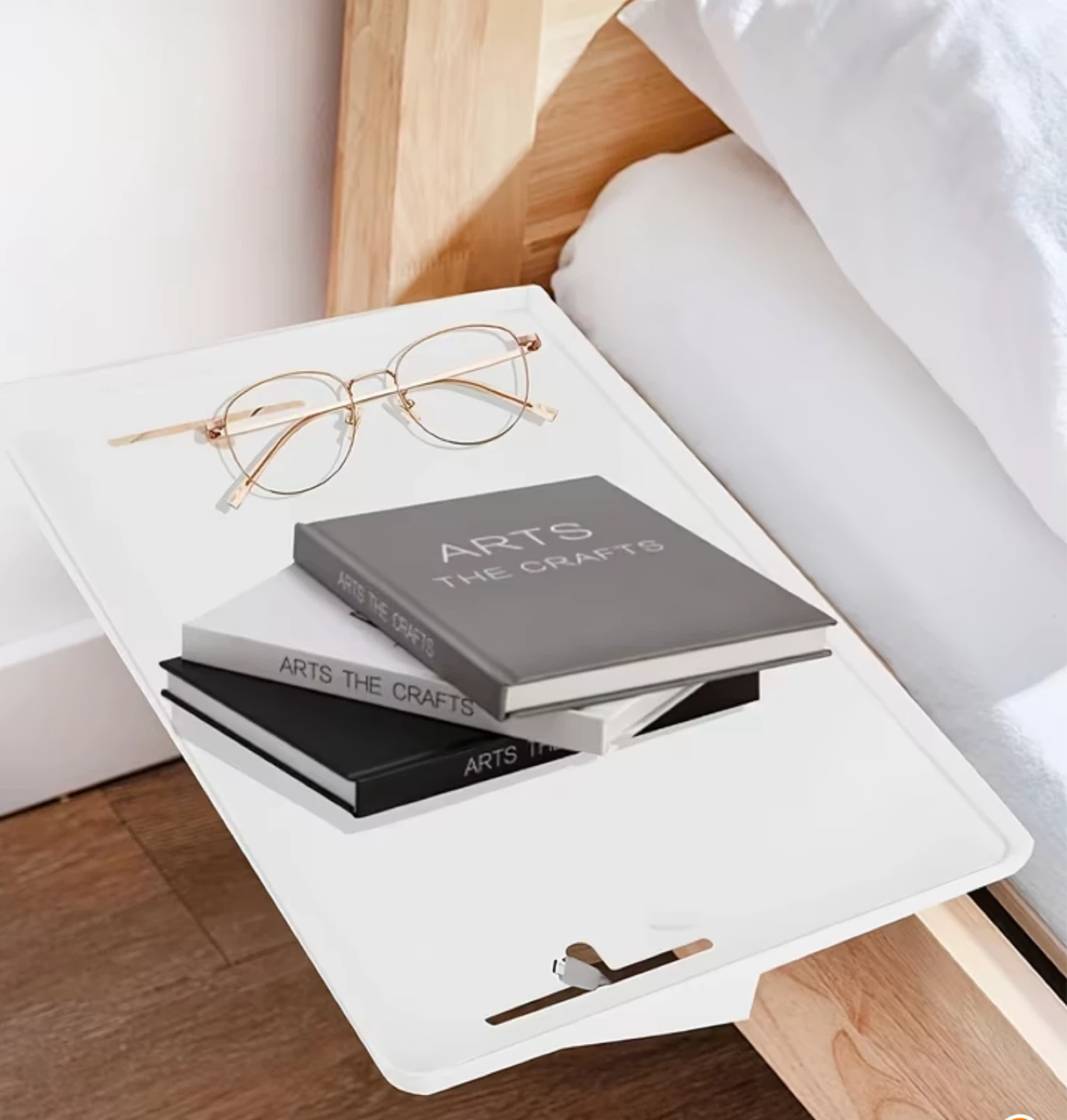 White ABS Plastic Bedside Shelf Tray - photo 2