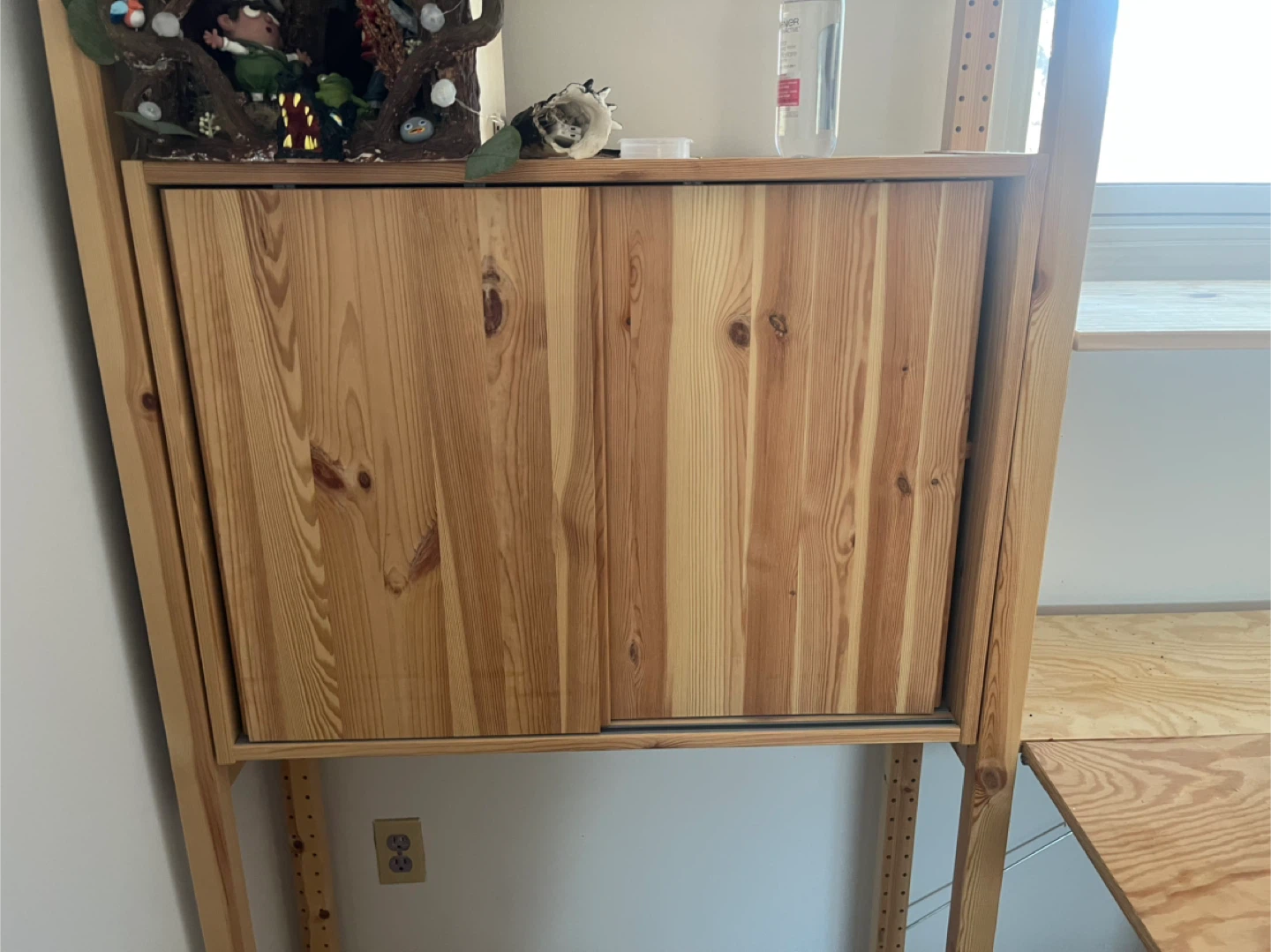 Wooden Wall-Mounted Desk with Shelving Unit - photo 4