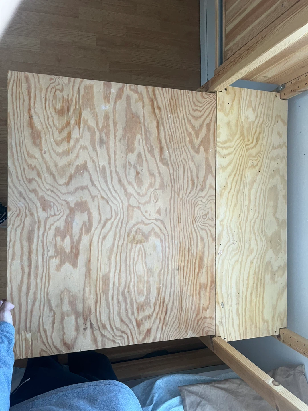 Wooden Wall-Mounted Desk with Shelving Unit - photo 5