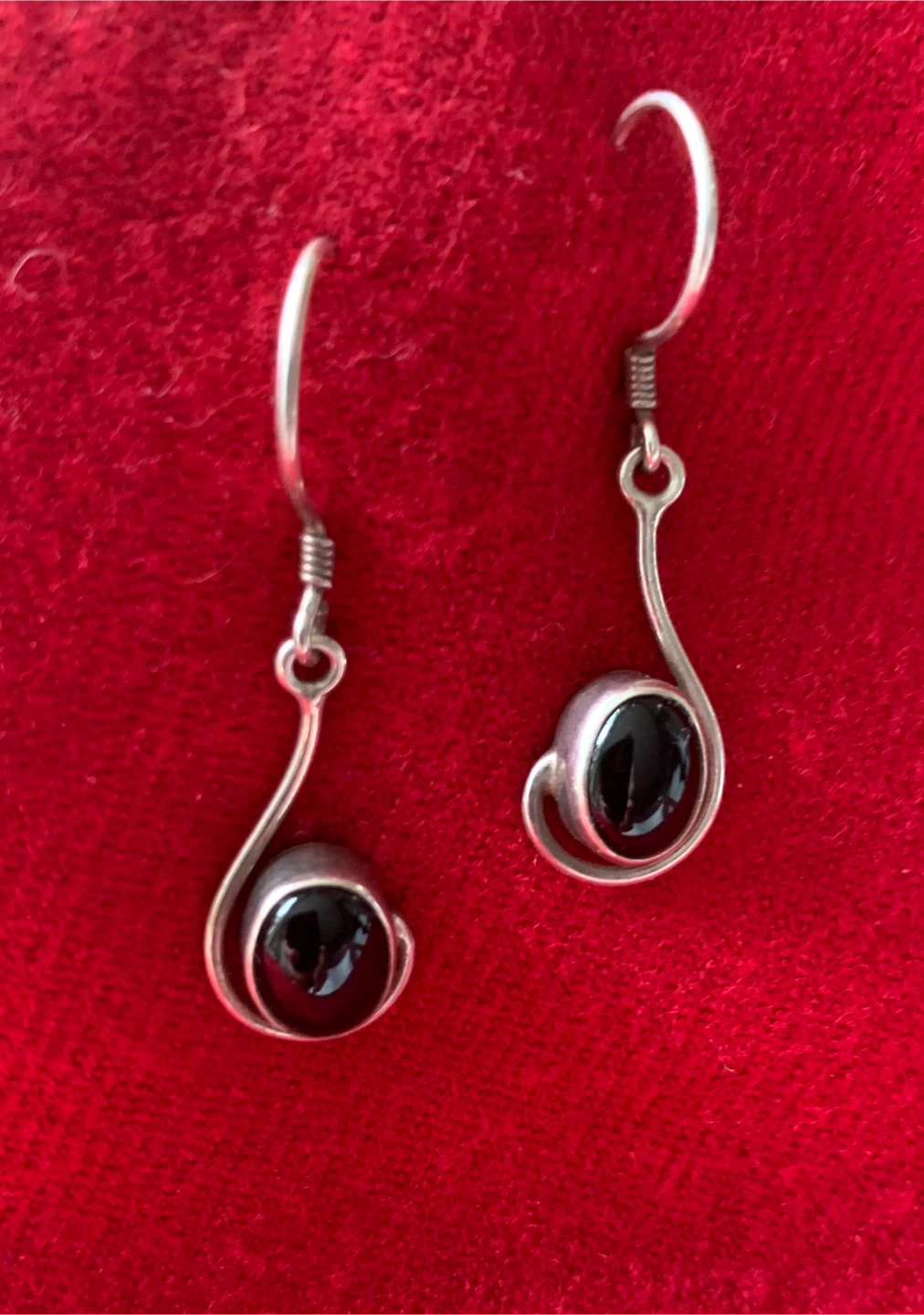 Silver Dangle Earrings with Black Onyx