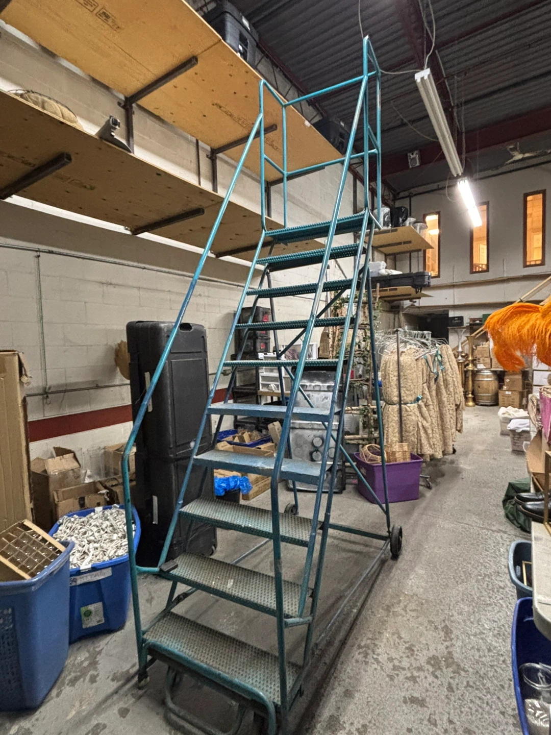 Metal Rolling Ladder - Teal