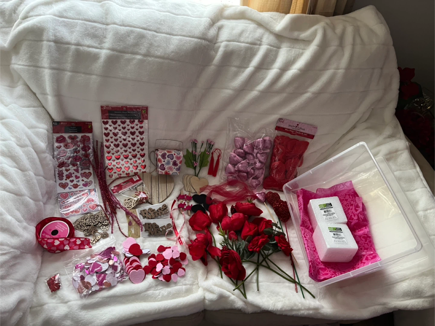 Heart and Rose Themed Craft Supplies Bundle