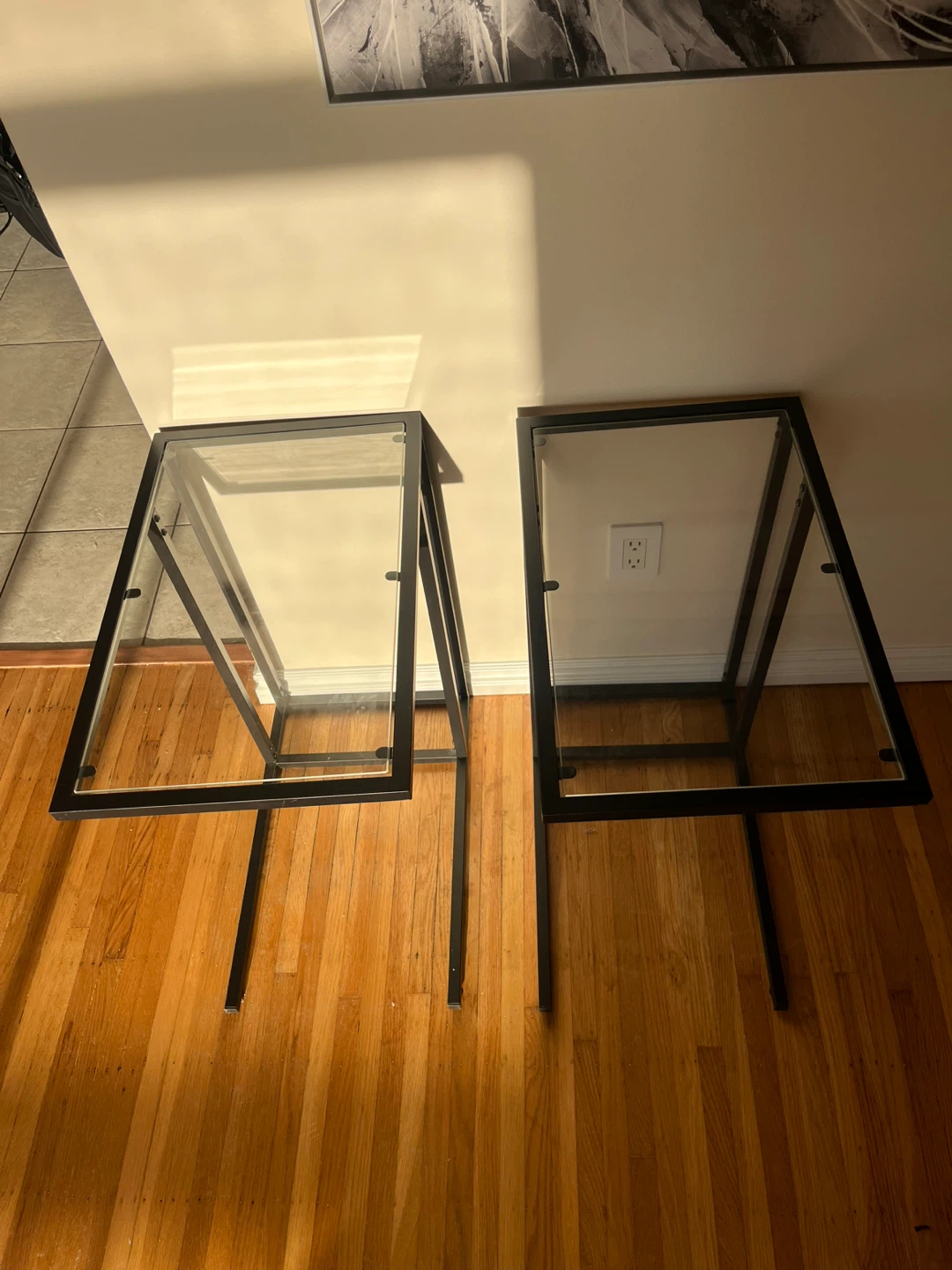 Set of 2 Black Metal and Glass Side Tables - photo 4