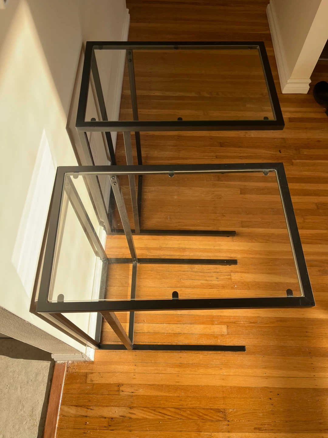 Set of 2 Black Metal and Glass Side Tables - photo 5