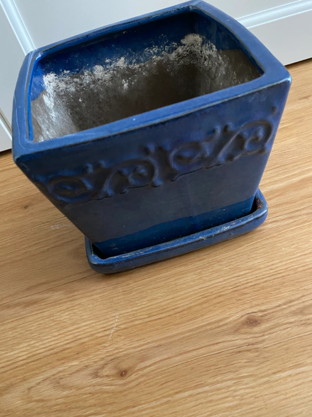 Blue Ceramic Square Planter with Saucer - photo 2