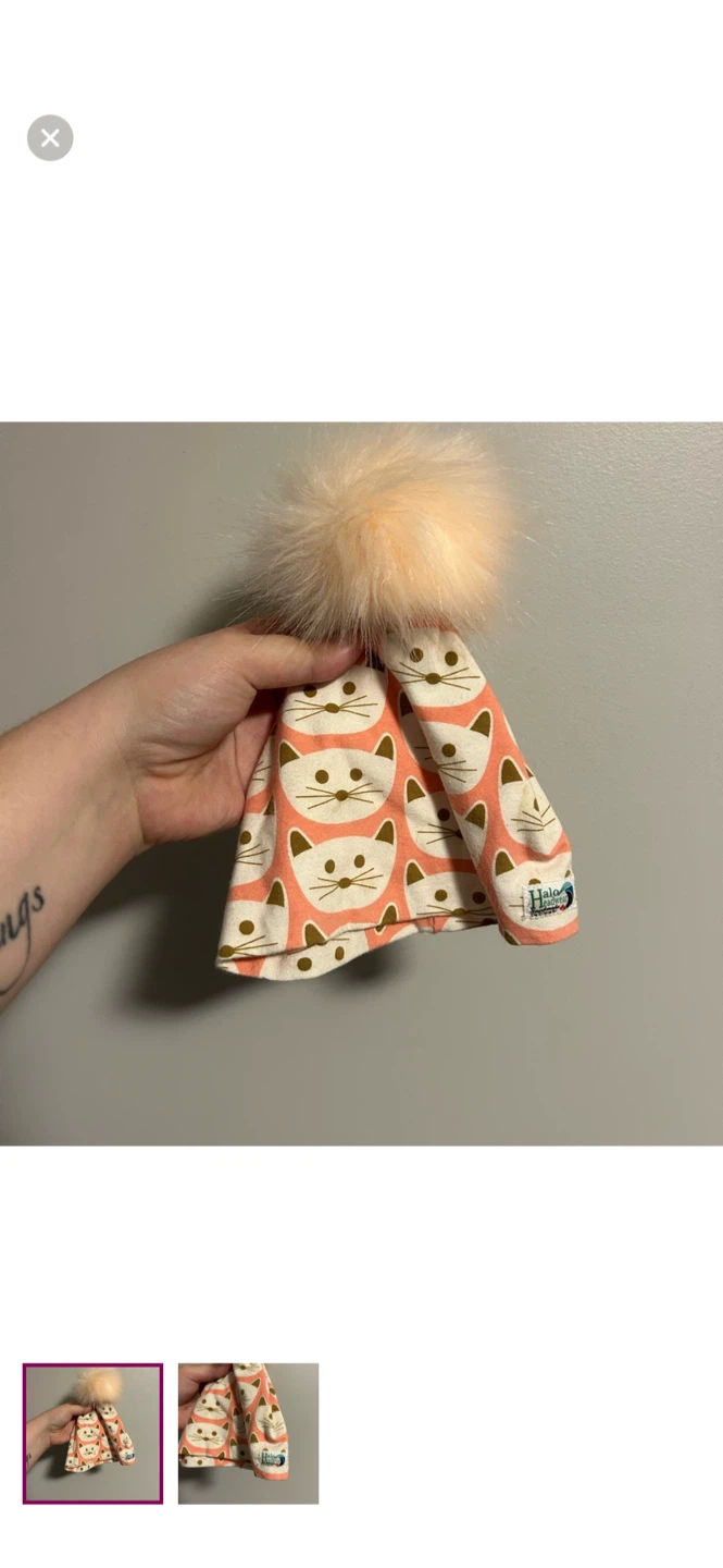 Halo Headwear Kids Cat Print Pom Pom Toque