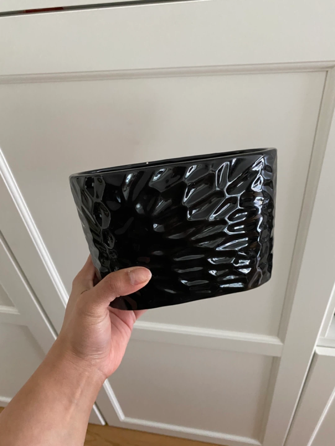 Black Textured Ceramic Plant Pot