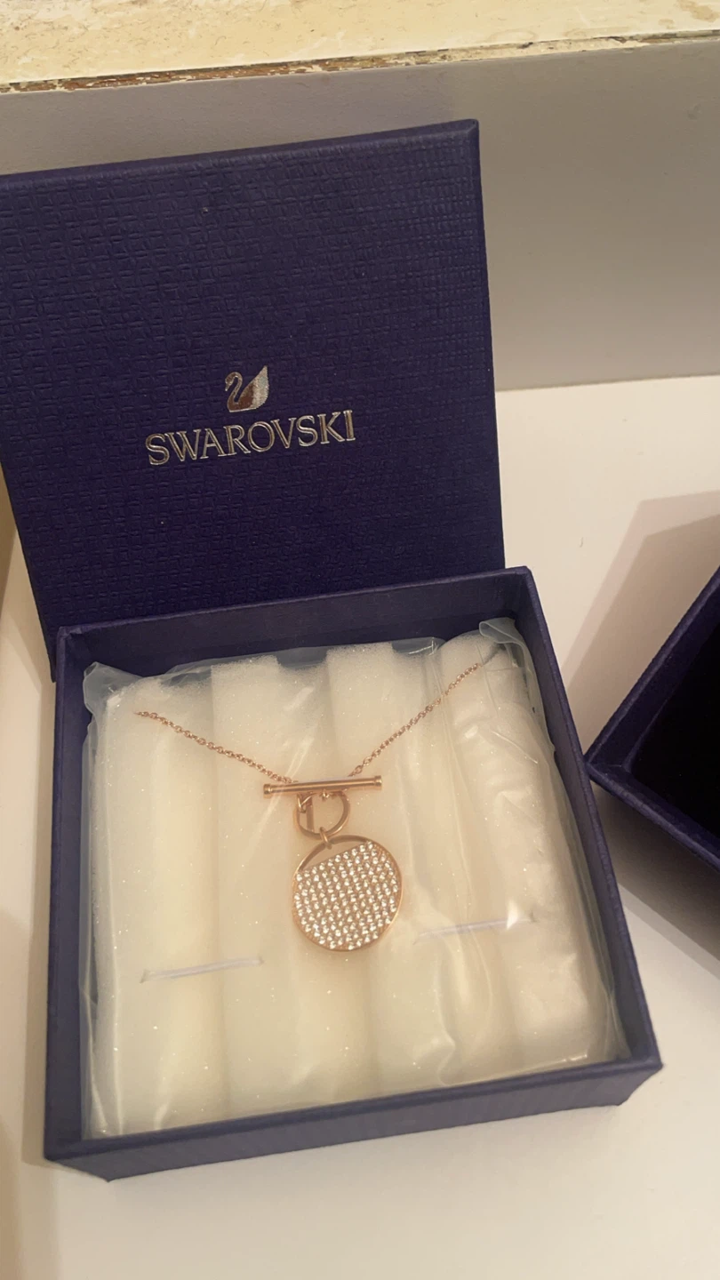 Swarovski Rose Gold Tone Crystal Necklace and Hoop Earrings Set - photo 3