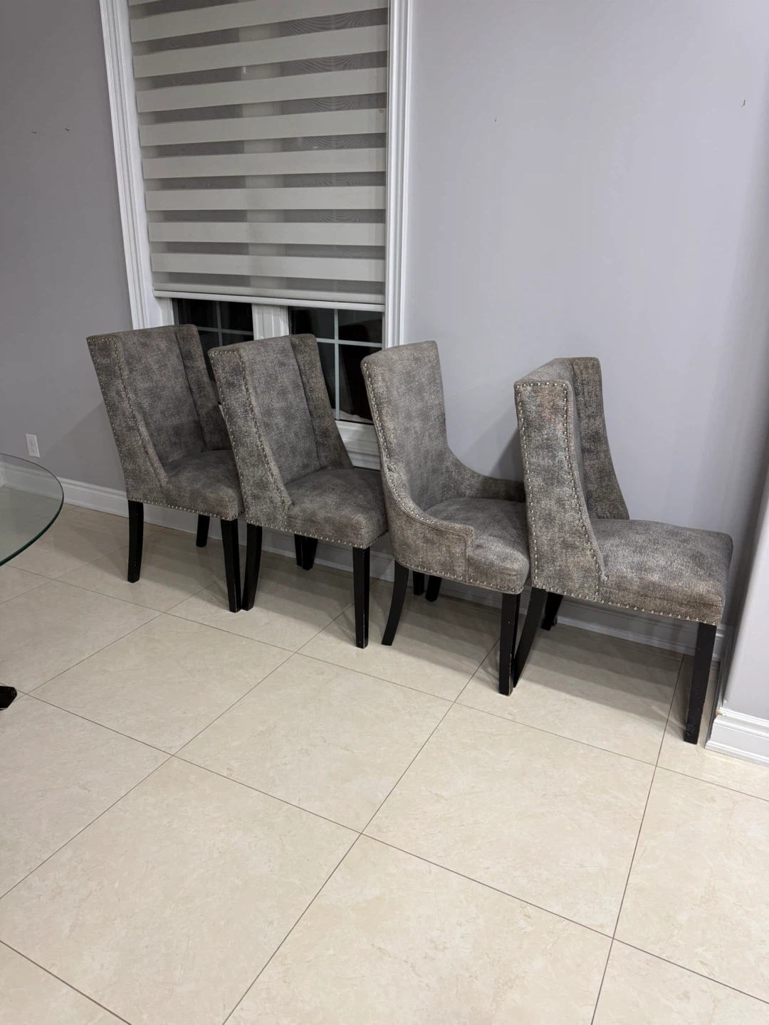 4 Grey Upholstered Dining Chairs  - $30 each - photo 2