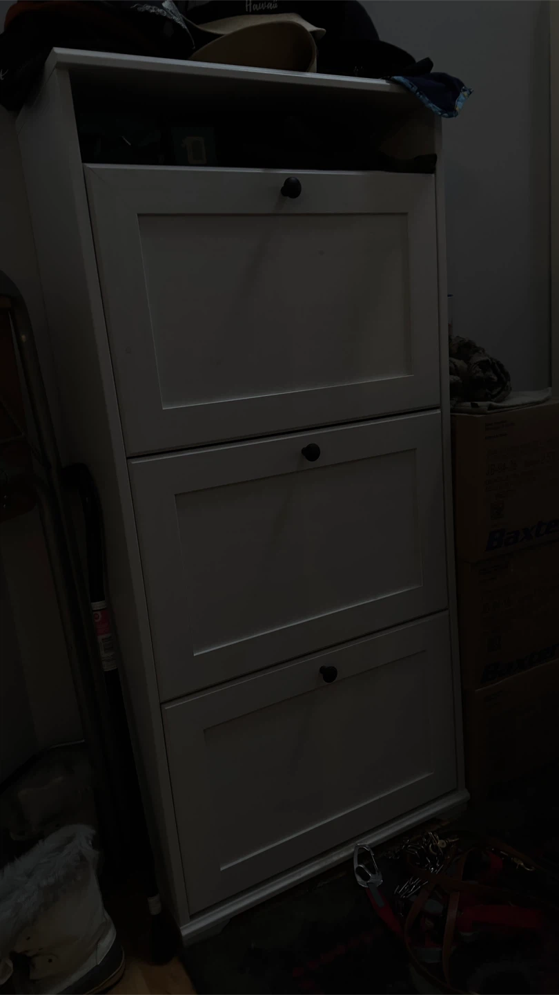 White 3-Drawer Shoe Cabinet