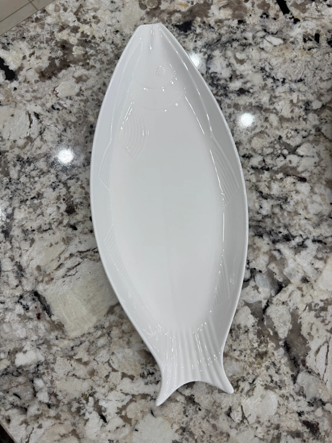 White Ceramic Fish Shaped Serving Platter