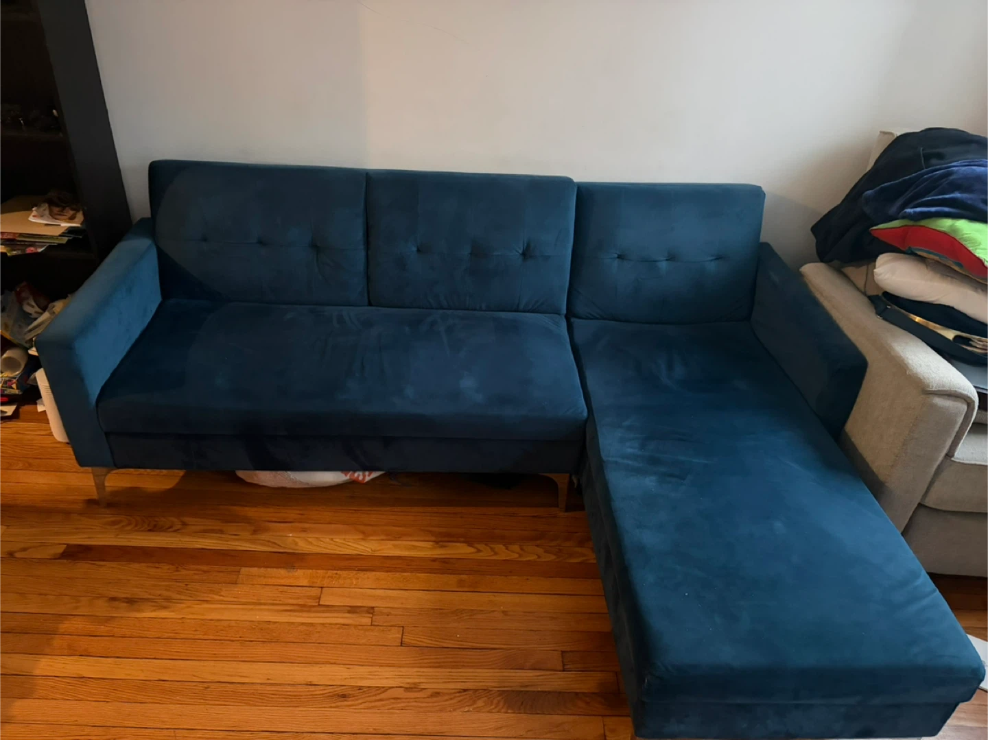 Blue Velvet Sectional Sofa - photo 2