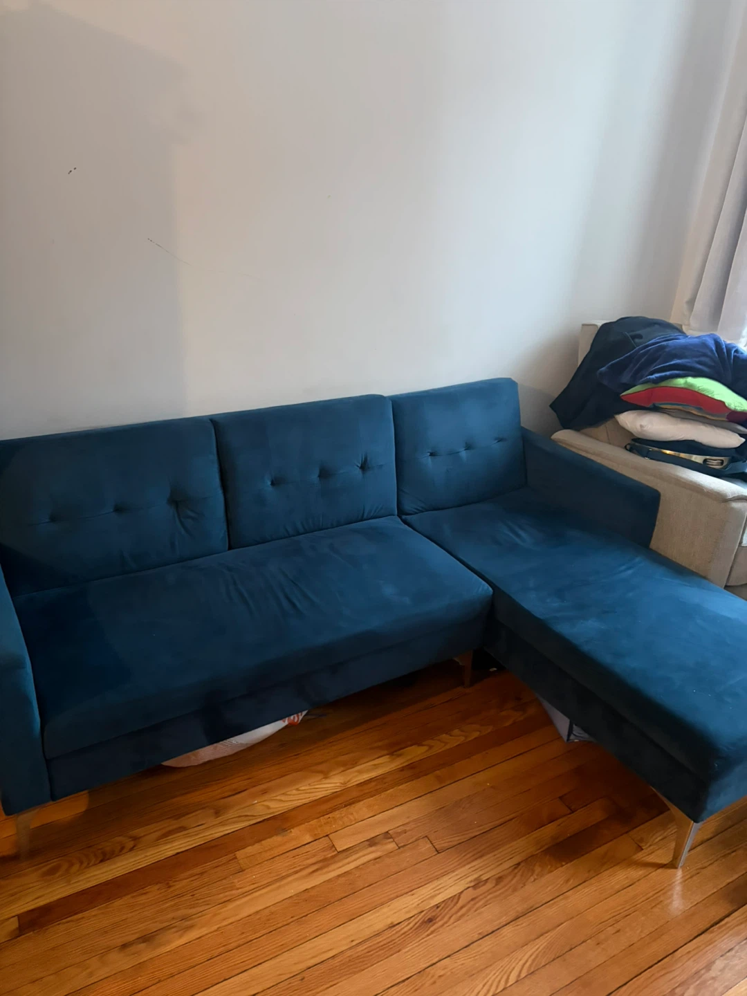 Blue Velvet Sectional Sofa - photo 3