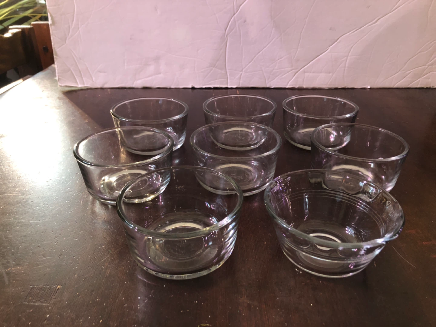 8 Glass Ramakin Bowls.  Like new.