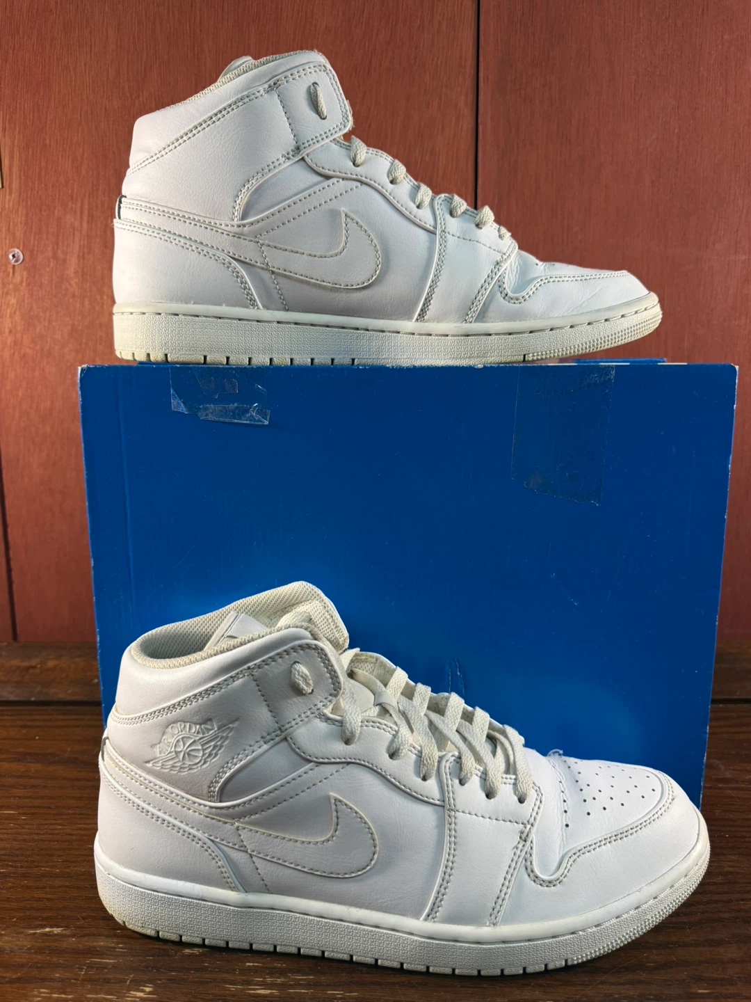 Nike Air Jordan 1 Mid Triple White Mens Size US 10.5 - photo 2