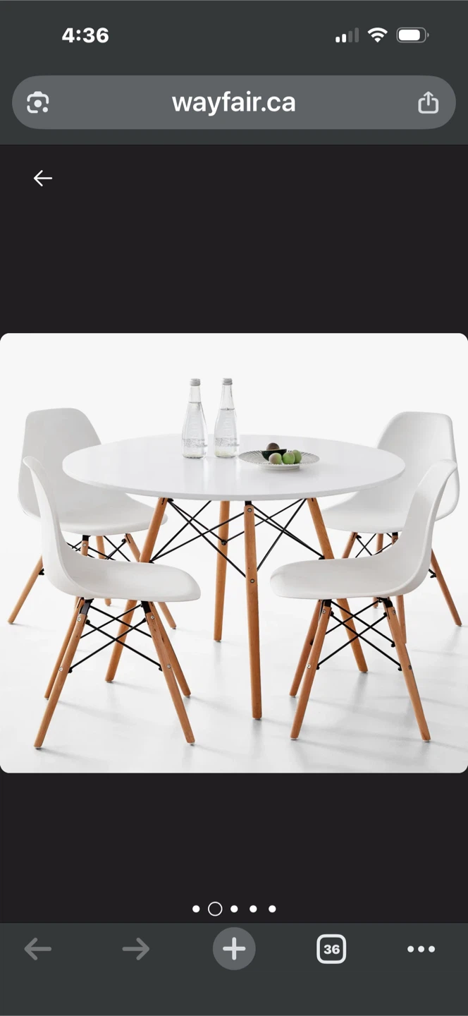 White Round Dining Table with 4 Chairs