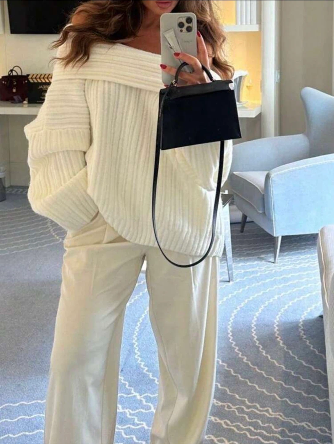 Off-the-Shoulder Ribbed Knit Sweater