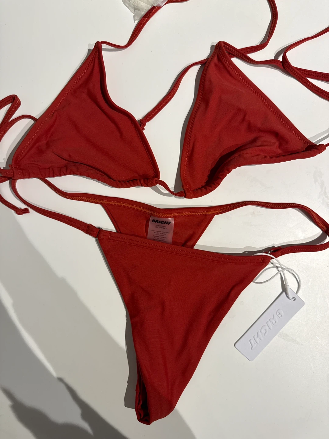 BRIGHT Red Triangle Bikini Set Size M