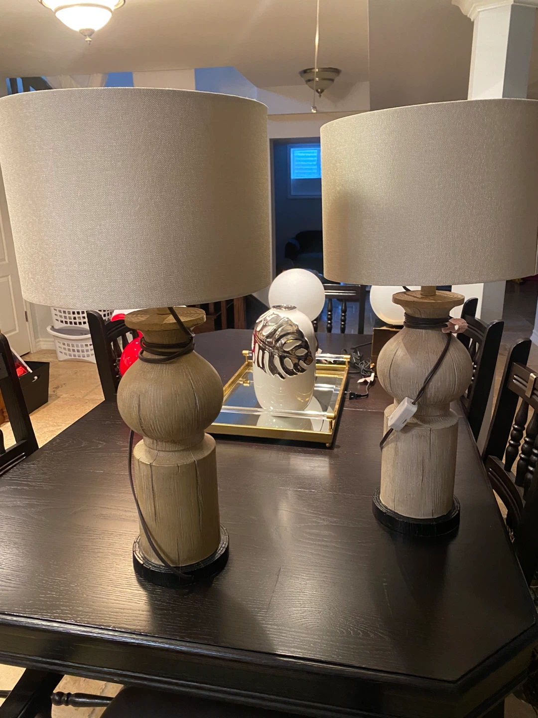 Table Lamps with Linen Shades (Set of 2)