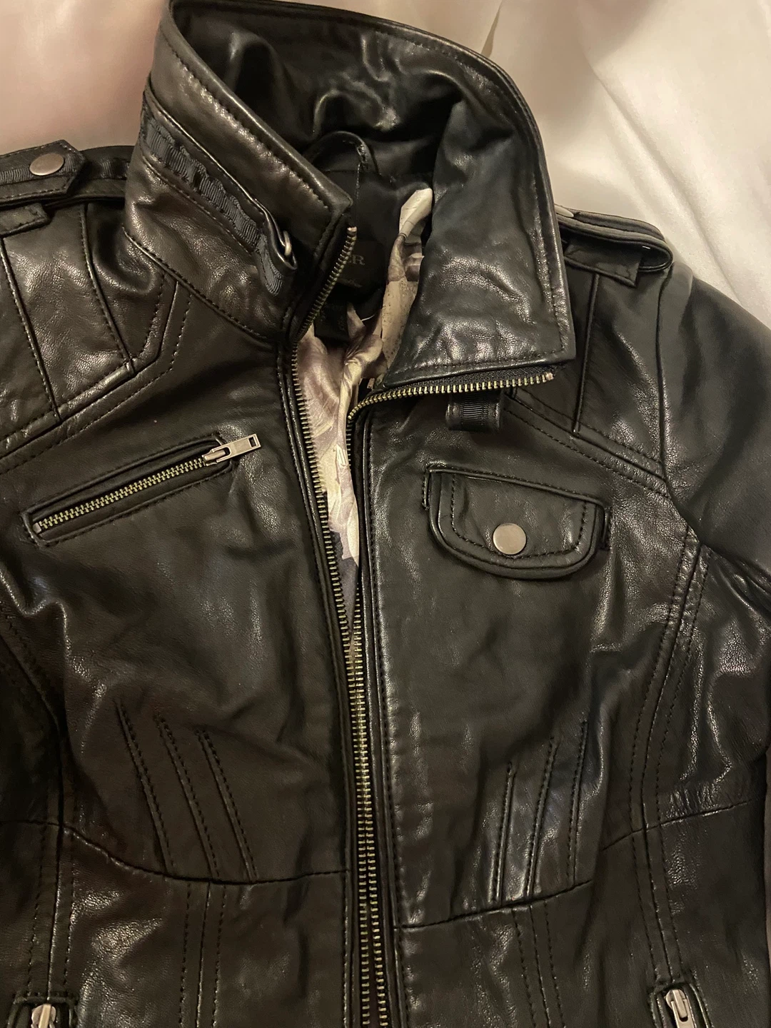 DANIER Black Leather Motorcycle Jacket