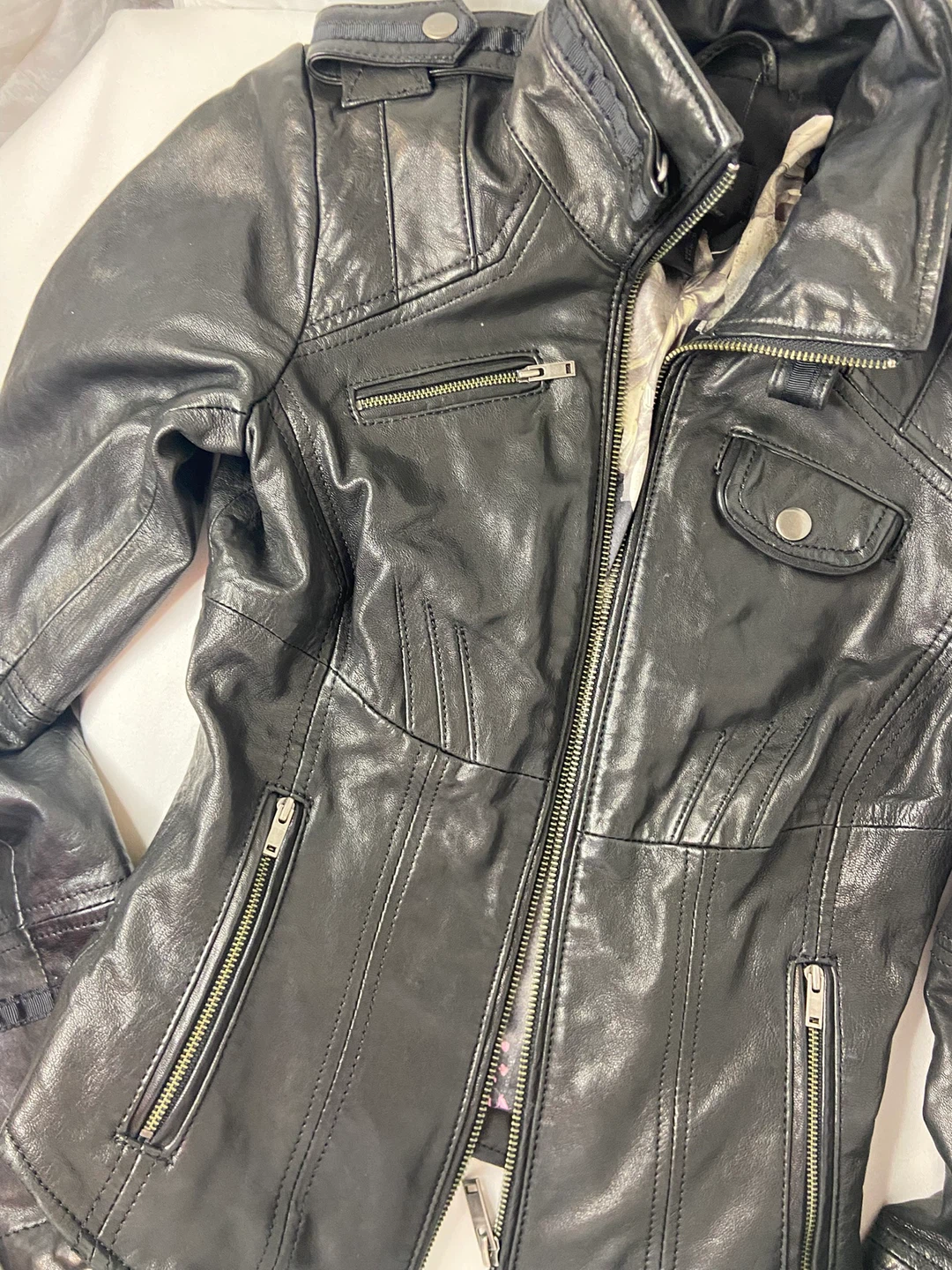DANIER Black Leather Motorcycle Jacket - photo 3