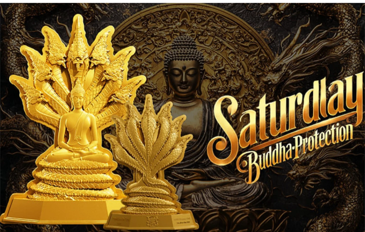1 oz silver 24k gilded Saturday Buddha Protection Statue - photo 2