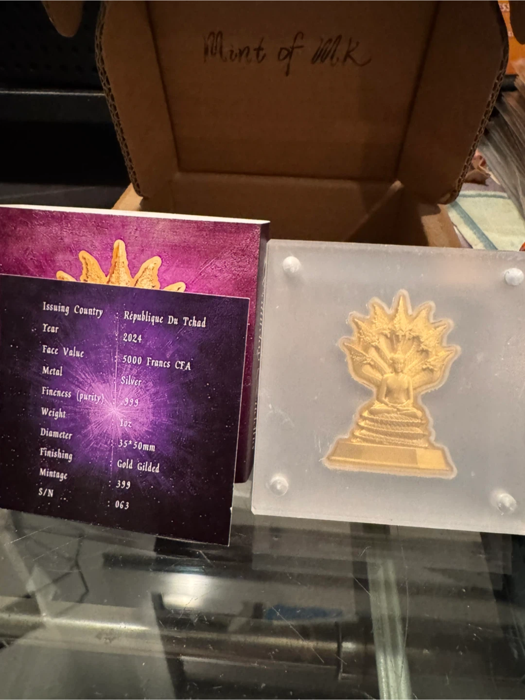 1 oz silver 24k gilded Saturday Buddha Protection Statue - photo 4