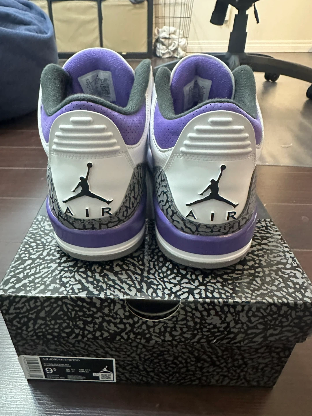 Air Jordan 3 Retro White Court Purple Men's Shoes Size 9.5 - photo 3