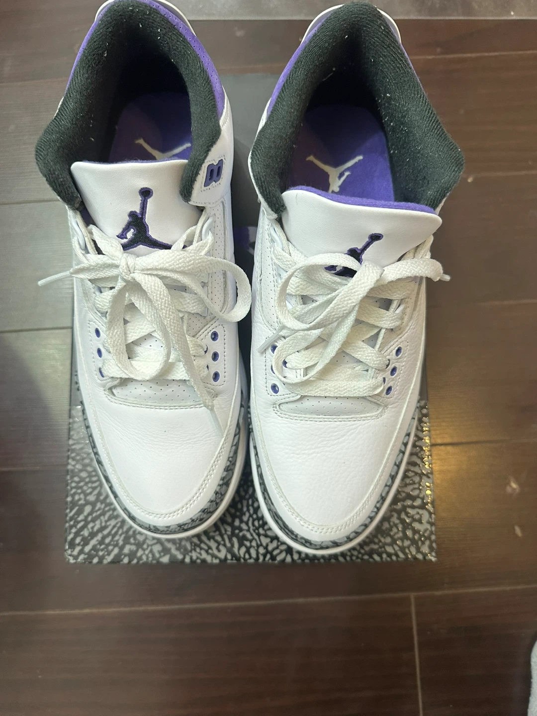 Air Jordan 3 Retro White Court Purple Men's Shoes Size 9.5 - photo 2