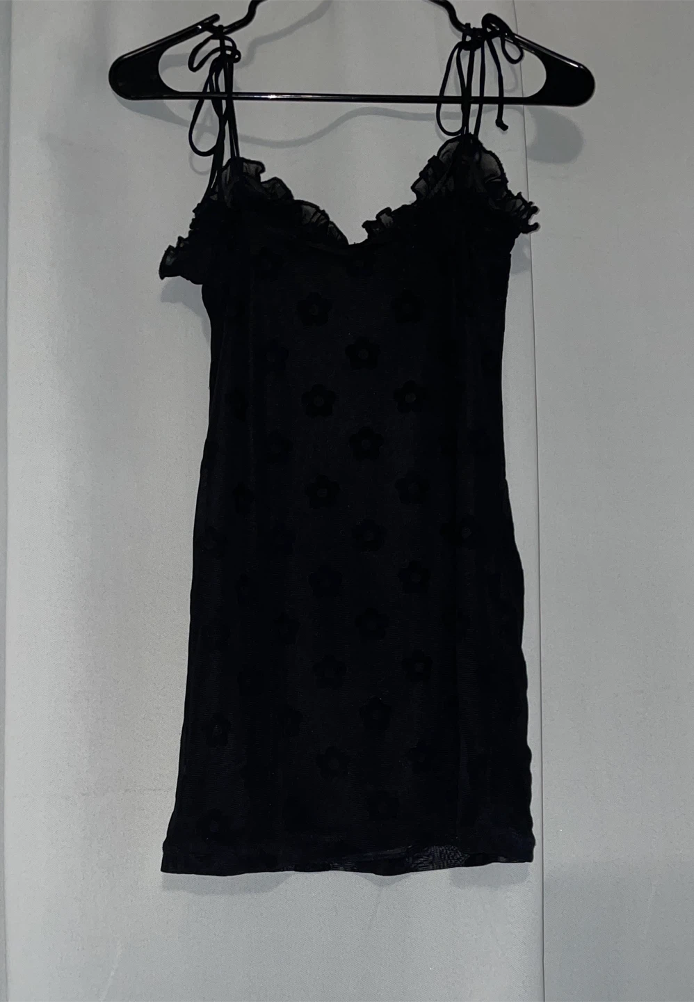 Motel Black Velvet Floral Mini Dress Size S - photo 2
