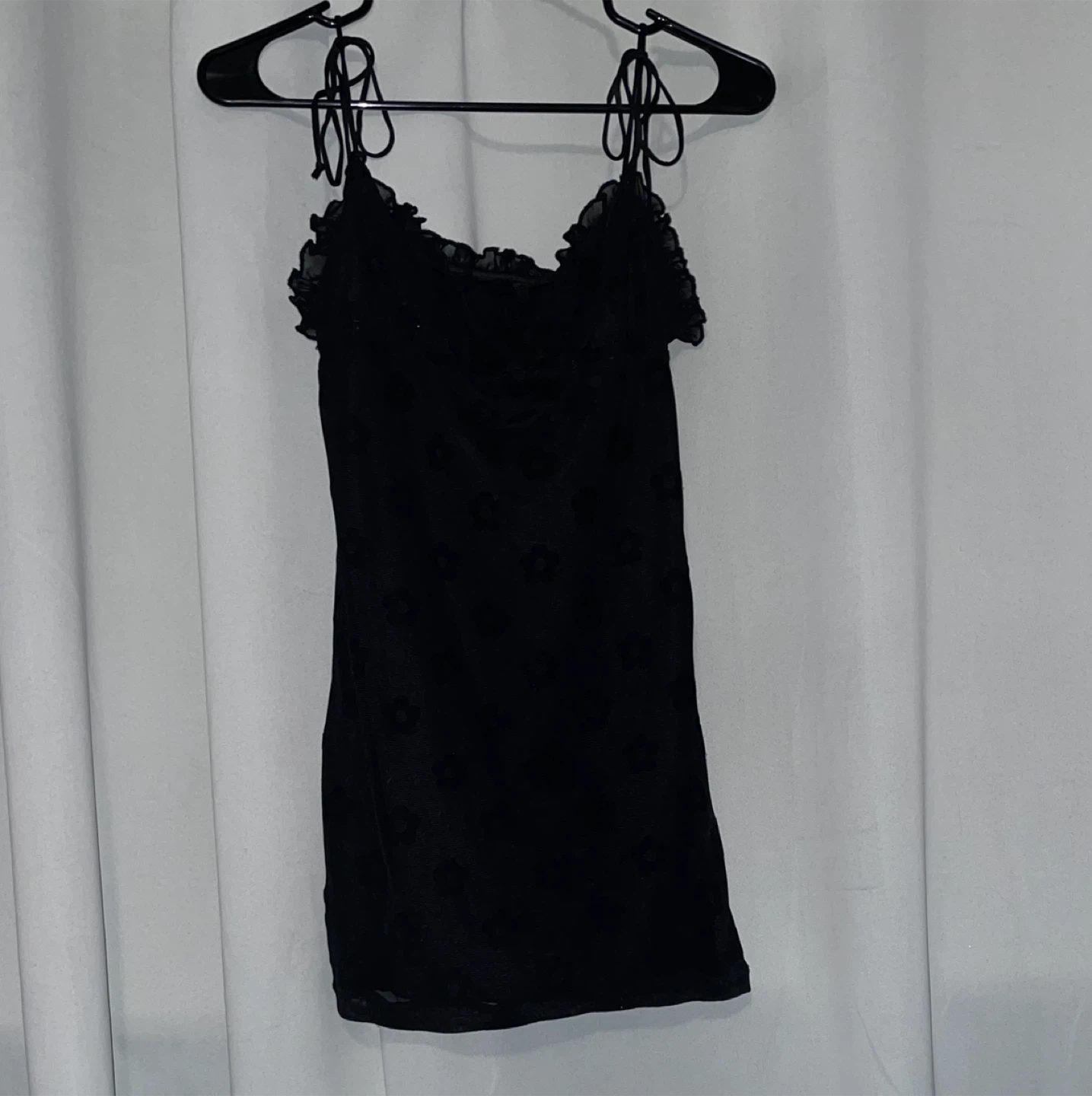 Motel Black Velvet Floral Mini Dress Size S