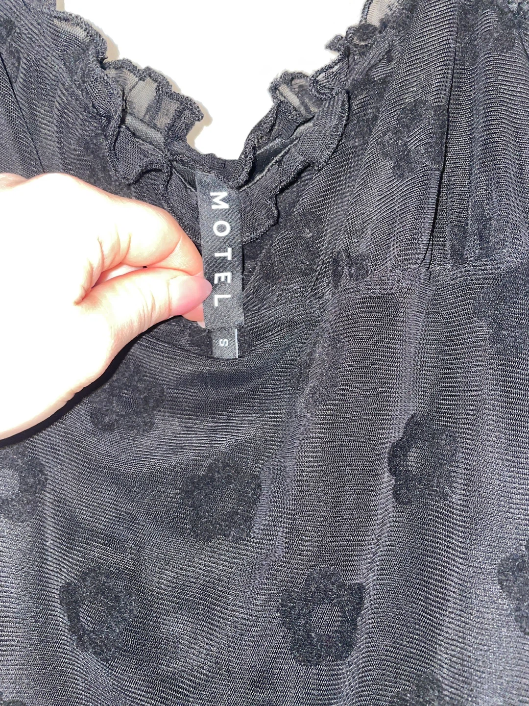 Motel Black Velvet Floral Mini Dress Size S - photo 4