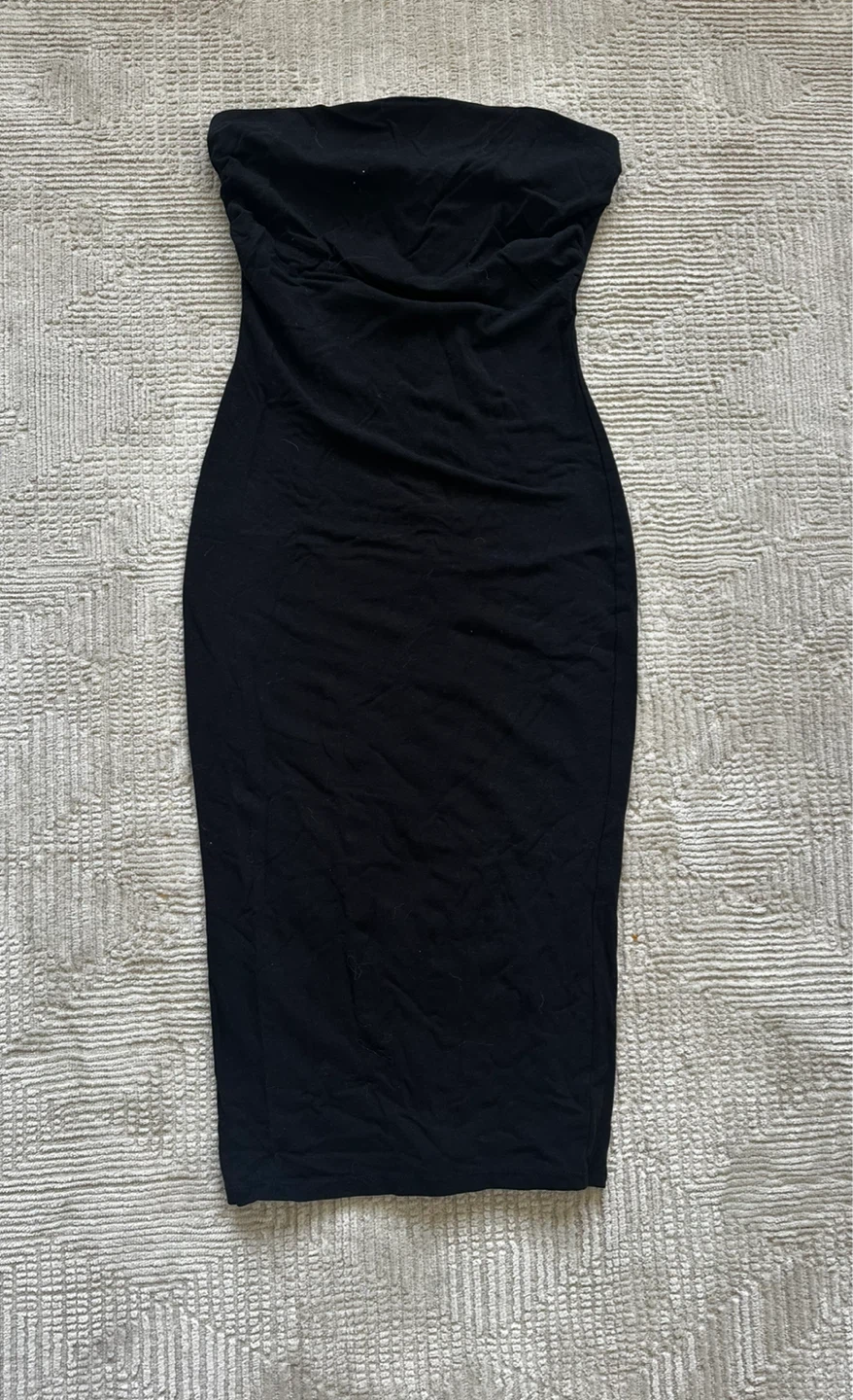 Fashion Nova Black Strapless Bodycon Midi Dress