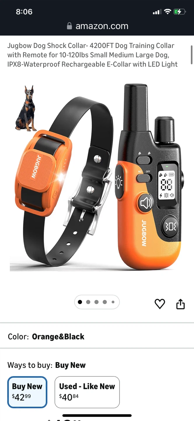 Jugbow Dog Training Collar - Orange & Black