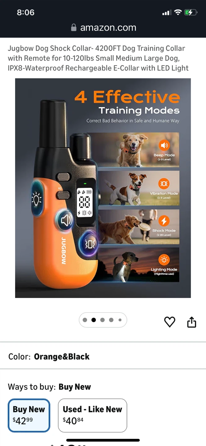 Jugbow Dog Training Collar - Orange & Black - photo 2