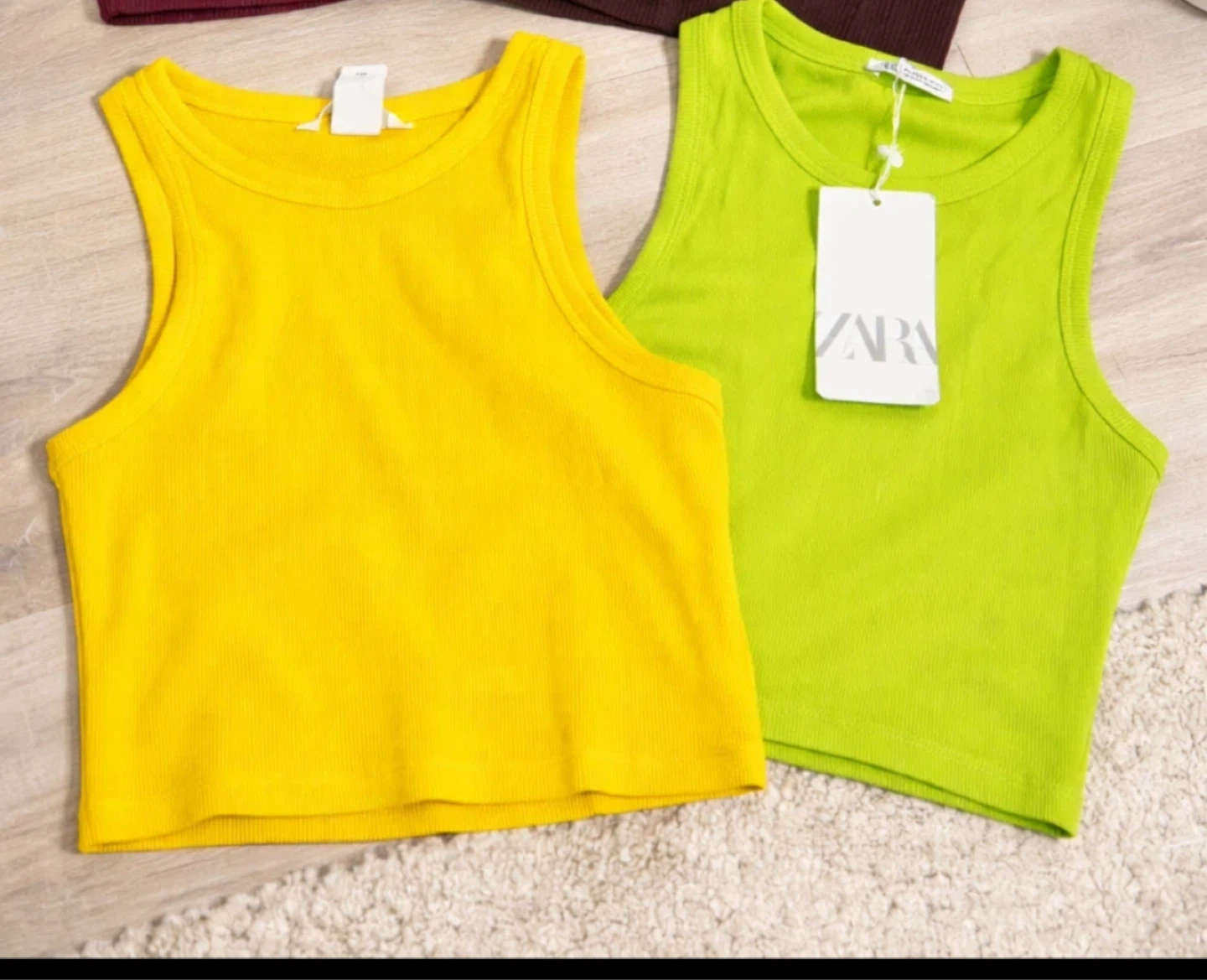 Zara Ribbed Tank Tops - Yellow & Lime Green