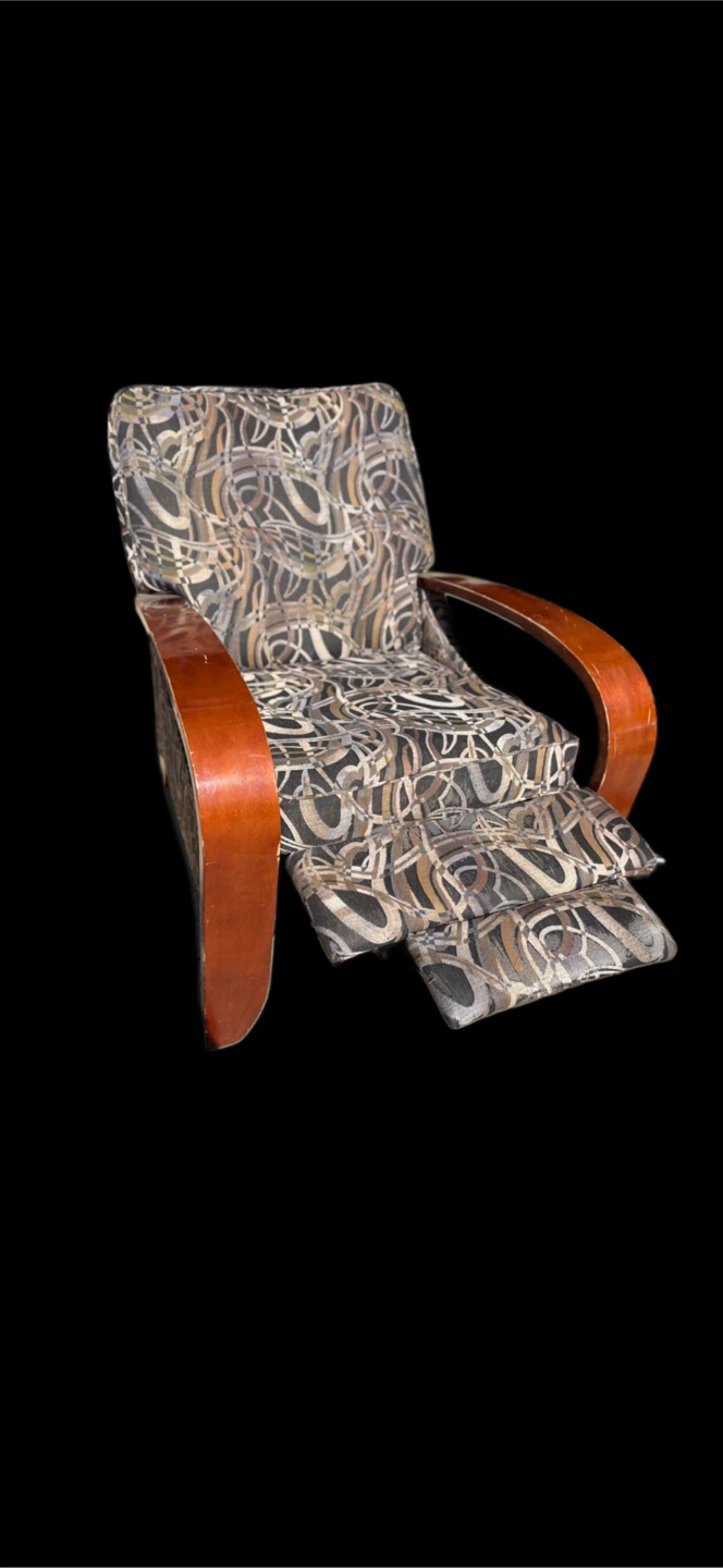 Vintage Recliner Chair with Wooden Arms