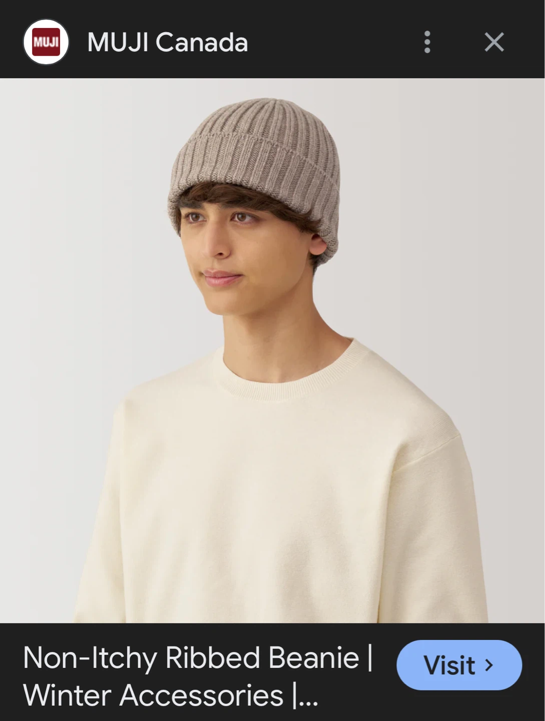 MUJI 100% Wool Knit Beanie Hat