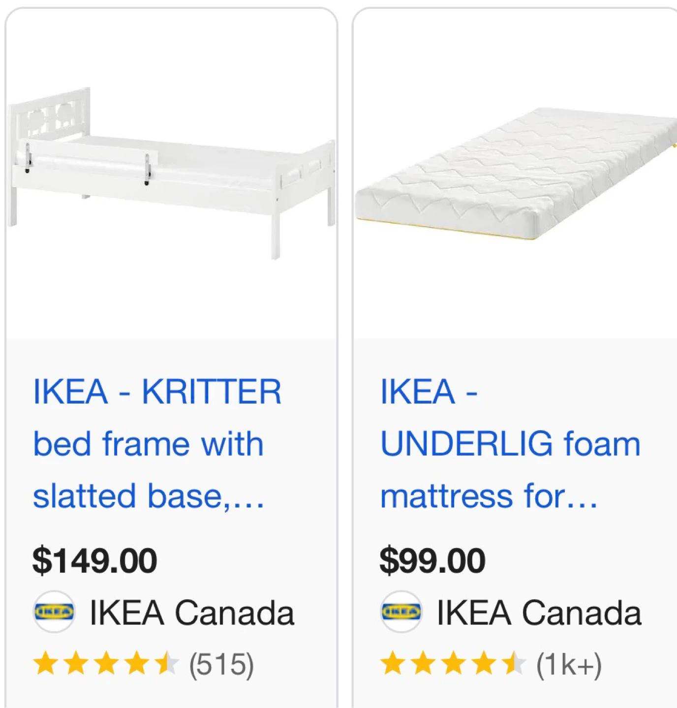IKEA Junior Bed Kritter frame and bed foam