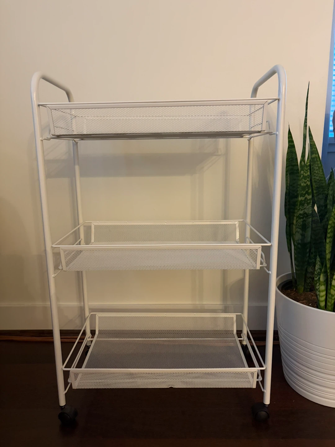 White 3-Tier Rolling Utility Cart
