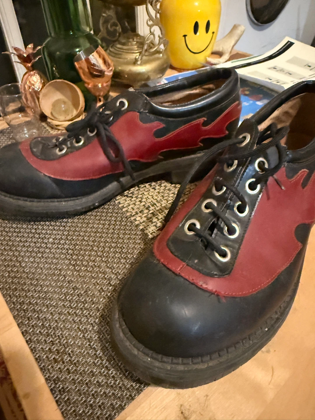 Fluevog - Black & Red Flame Detail Lace-Up Shoes - photo 2
