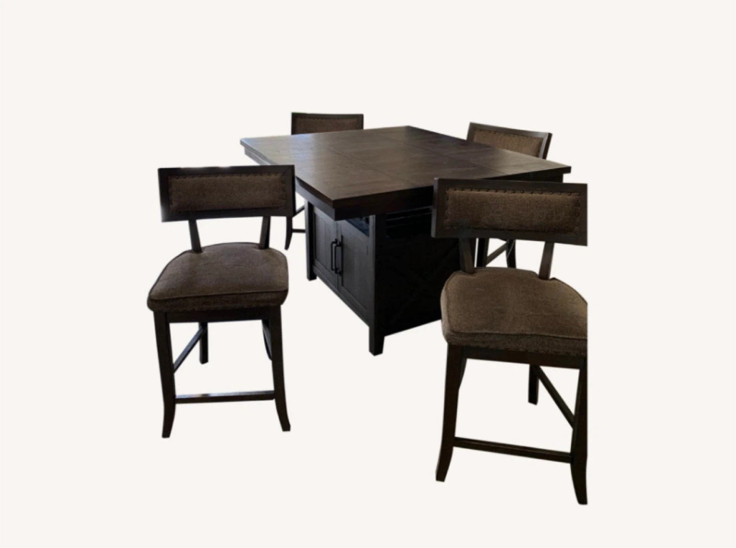 Dining room table & Chairs w/ wine rack & storage space