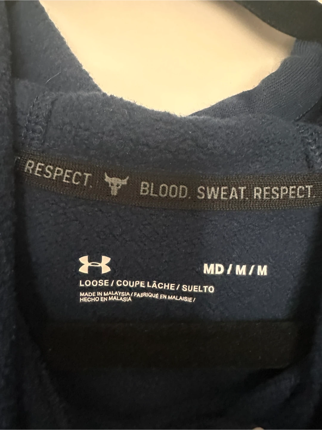 Under Armour Project Rock Navy Blue Cropped Hoodie - Medium - photo 4