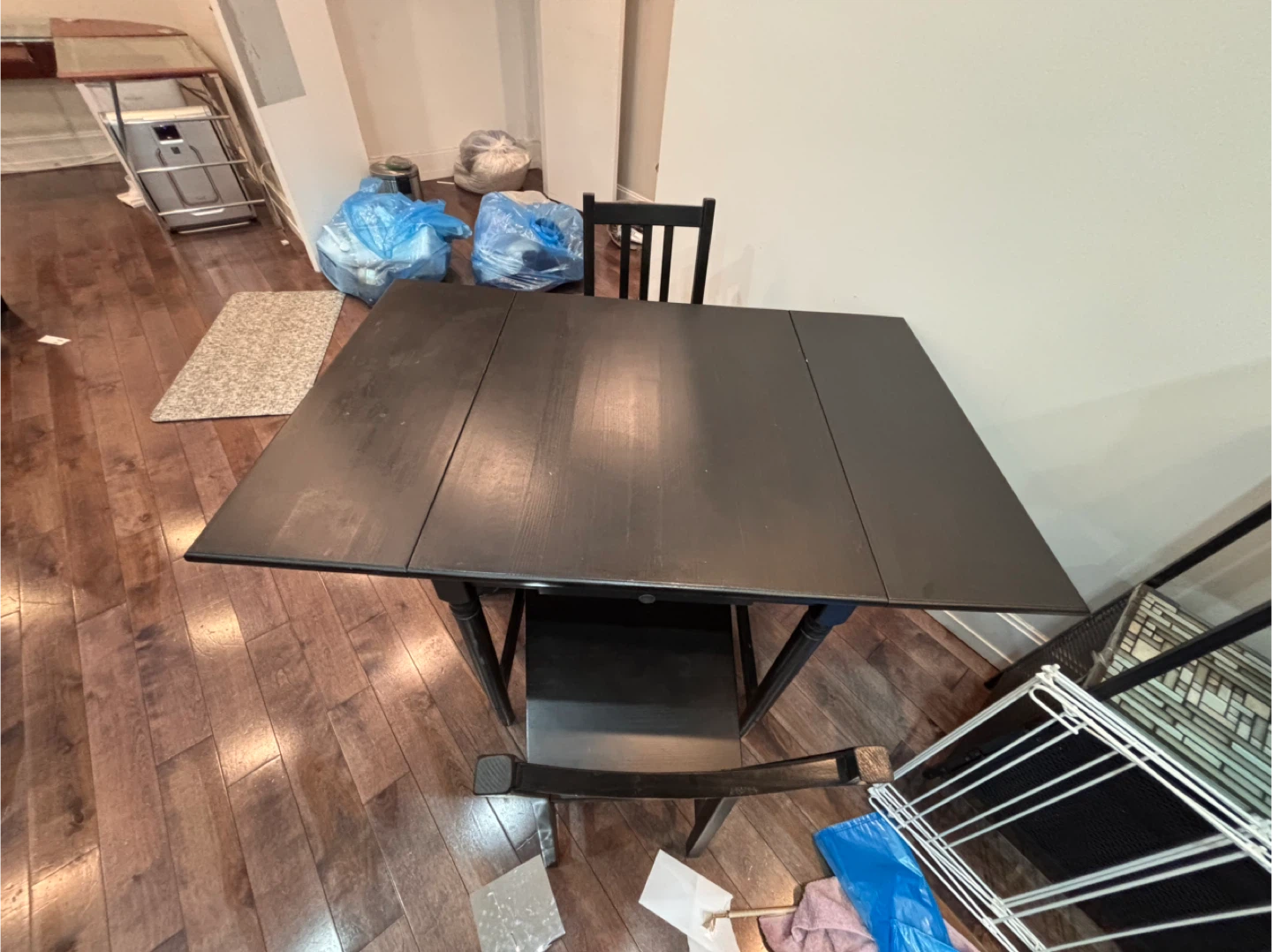 Black Drop Leaf Dining Table with 1 Chairs - photo 3