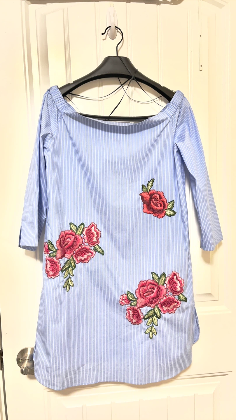 New ZARA WOMAN Striped Off Shoulder Dress - photo 5