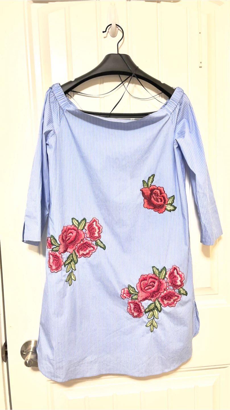New ZARA WOMAN Striped Off Shoulder Dress - photo 2