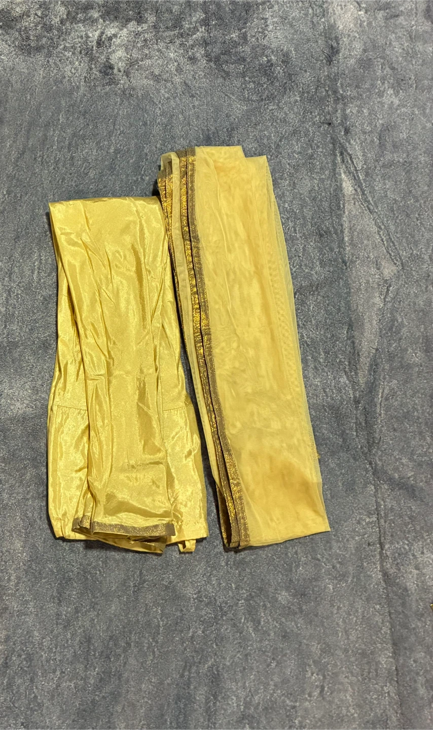 Gold Embellished long anarkali top with chudidar and duppata Set - photo 2
