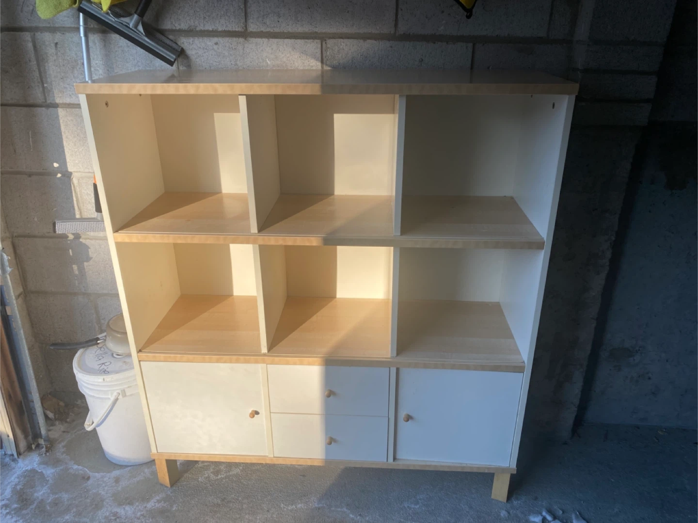 White and Wood Bookshelf with Cabinet Doors - photo 2