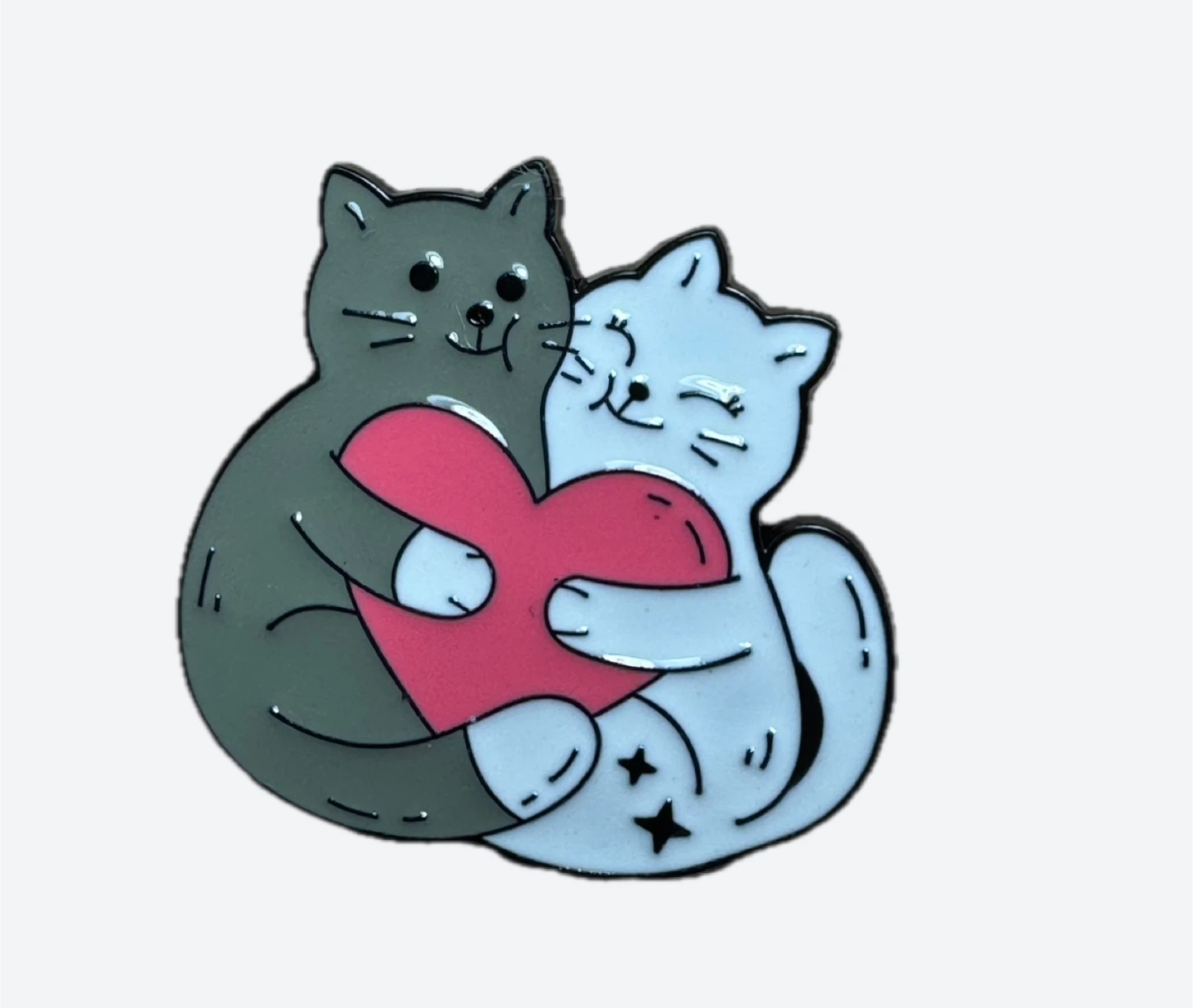 Cute Cat Hugging Heart Enamel Pin